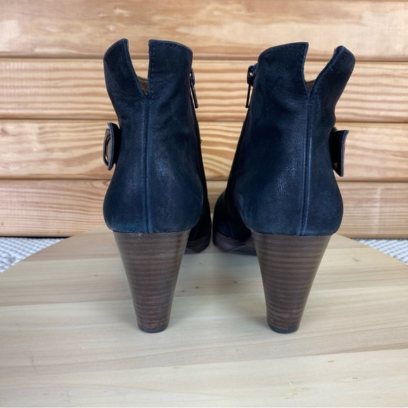 Paul Green Munchen Black Nubuck Leather Side Zip Ankle Boots High Heel Booties - Picture 4 of 13